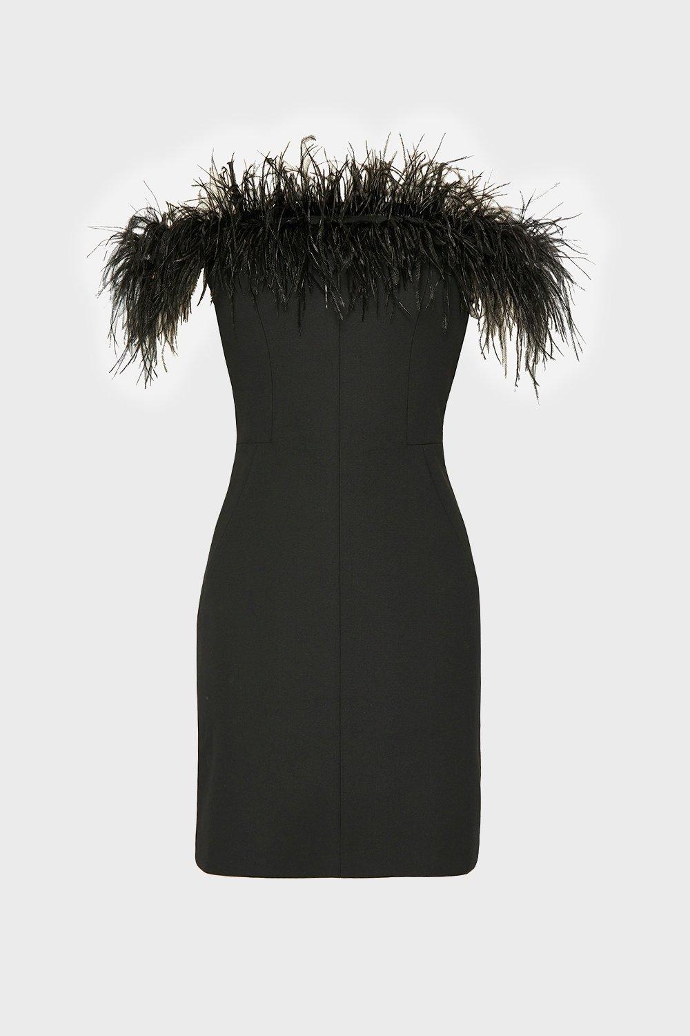 Feather Bardot Mini Dress | Karen Millen